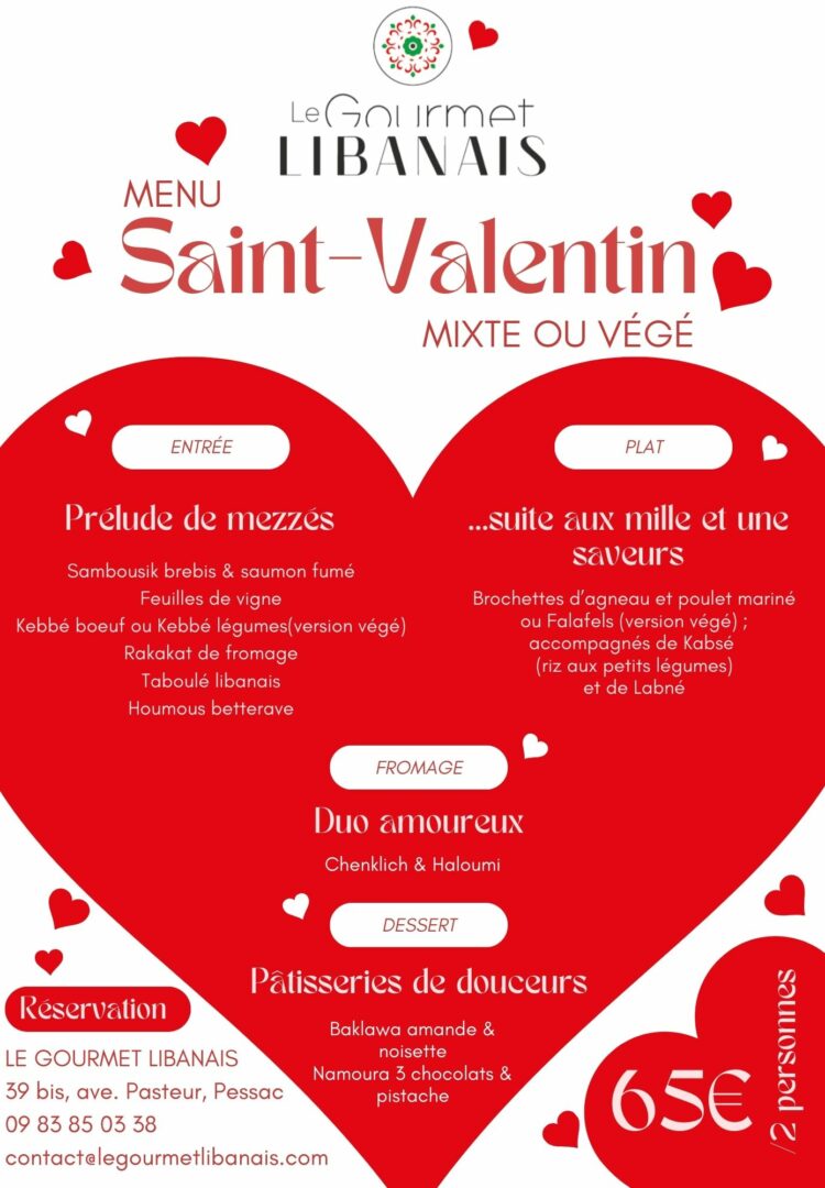 Menu Saint Valentin 2026 Menu Saint Valentin 2026